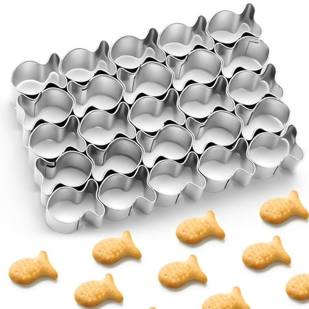 

25Pcs SkyAuks Cookie Cutters Stainless Steel DIY Goldfish Cracker Cutter Silver