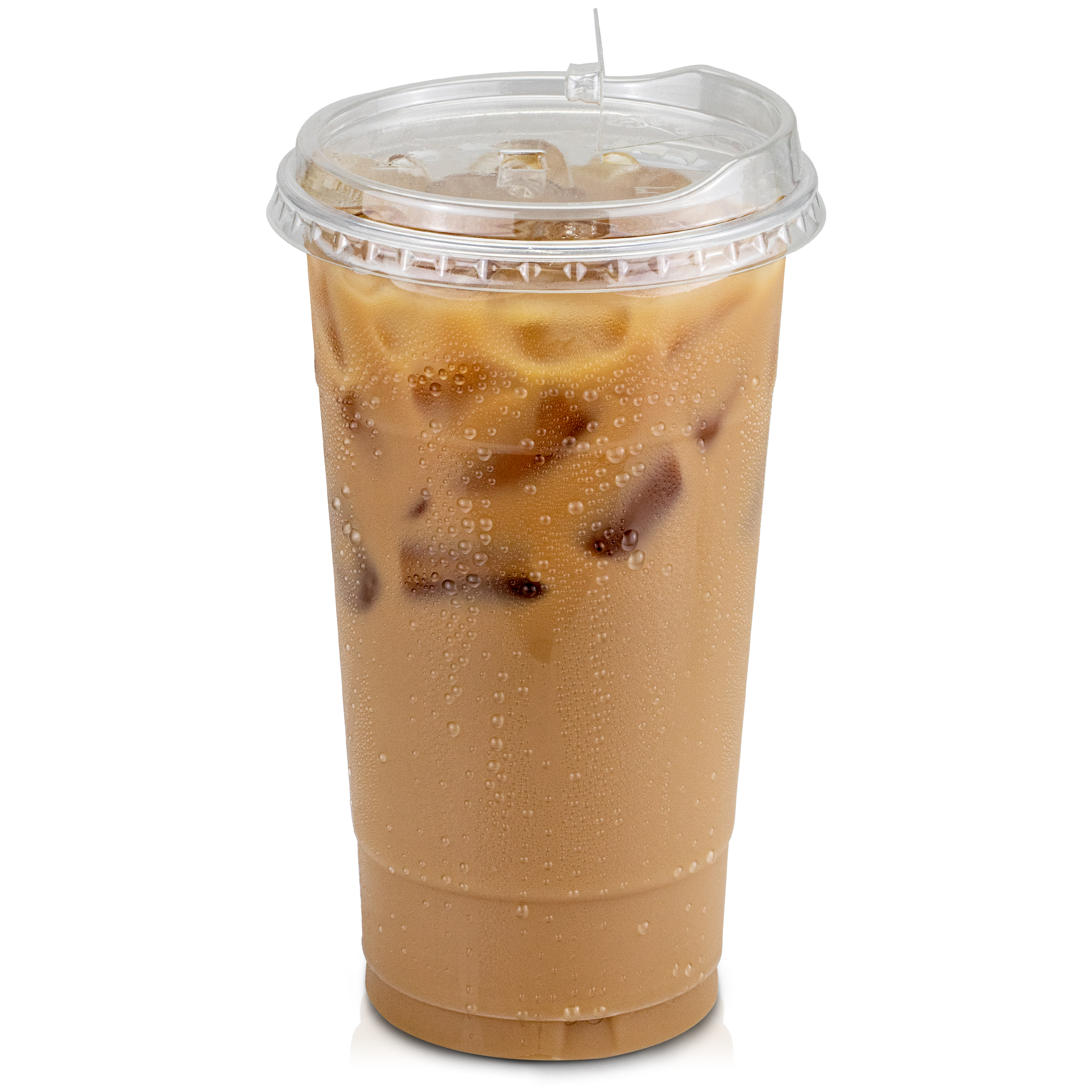 [50 Pack] Disposable Strawless Plastic Cups with Lids 32 Oz Clear