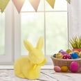 thumbnail image 6 of Easter Flocked Bunnies, Flocking Rabbit Figurines with Bow Ties, Adorable Spring Tabletop Ornaments for Home, Garden Decor, Bunnies Easter Decoration, 6.6"x6.3", 6 of 6