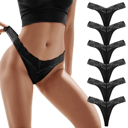 Fulorrnie Underwear for Women Plus Size Cheeky Breathable Comfort Panties Cute Thong Elastic Waist Seamless Panty Black S