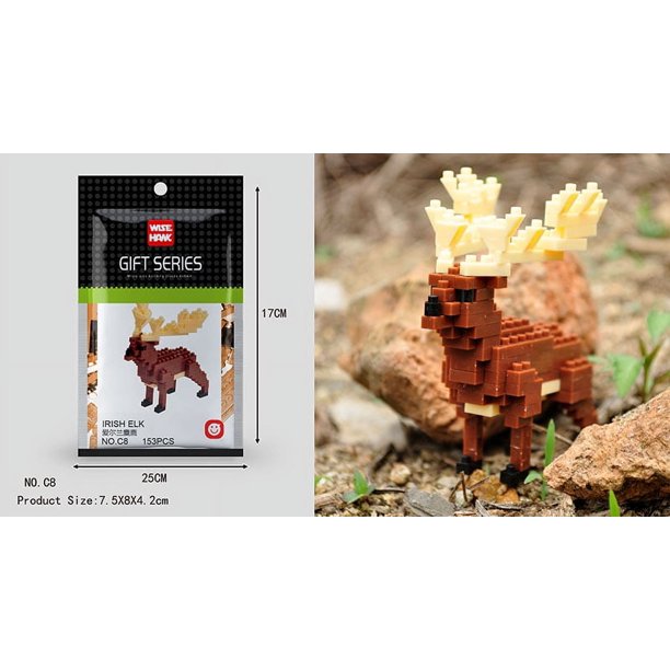 Mini bloques de construcción 3D, modelo de diamante con forma de animal, microladrillos, perro, gato, pájaro, alce, lobo, panda, guacamayo, juguetes para niños, regalos de cumpleaños