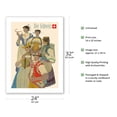 thumbnail image 2 of Switzerland (Die Schweiz) - Traditional Swiss Folkloric Costumes - Vintage Travel Poster by Kurt Wirth c.1952 - Bamboo Fine Art 290gsm Paper Print (Unframed) 24x32in, 2 of 4