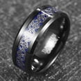 thumbnail image 2 of 8mm Men's Black and Blue Tungsten Ring Heart Shape Celtic Knot Wedding Band Size 7-12, 2 of 5