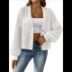 thumbnail image 3 of Suéteres Tipo Cárdigan para Mujer, Otoño 2025, con Frente Abierto, Botones Extragrandes, Cuello en V, Prendas de Punto Suaves y Sueltas. M, 3 of 10