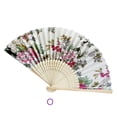 thumbnail image 2 of Hilingoto Paper Fan Case, Fan Clearance! Vintage Bamboo Folding Hand Held Flower Fan Chinese Dance Party Pocket Gifts, Women's Satin Fan Clearance Sales, 2 of 3
