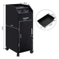 thumbnail image 2 of Hassch Rolling Salon Trolley Cart w/ 4 ABS Trays, Locking Cabinet & Keys, Hair Styling Station with Tool Holders and Slide-Out Side Tray, Mobile Beauty Organizer on Wheels for Salon Spa Barber, Black, 2 of 9