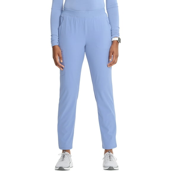 Cherokee Infinity Women's Pull-on Scrub Cargo Pants with Mid-Rise Tapered Leg and 5 Pockets Plus Size IN120AP, 2XL Petite, Ciel