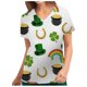 thumbnail image 1 of Puntoco Patrick'S Day Mujer Cuello en V Casual Manga corta Impreso Bolsillos Señoras tops Blusa Uniforme Puntoco Puntoco-5101, 1 of 4