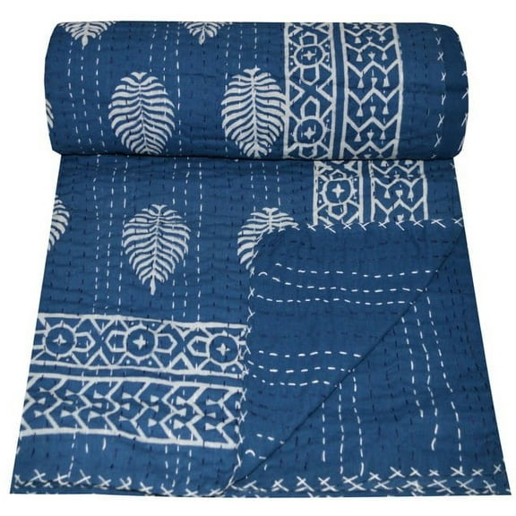Kantha Quilt Hand Stitched cotton quilt hand block kantha throw Blanket Bedspread Quilt bedspread very beautiful twin size bedding