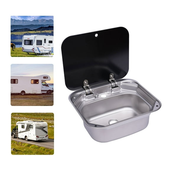 RV Caravan Sink Hand Wash Rectangular Basin For Camper Kitchen Semi-Recessed