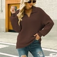 thumbnail image 2 of JINMGG V Neck Sweaters for Women Fall Winter Clearance,Women's Casual Fashion Long-Sleeved Color Turn-down Sweater Loose Pullover Lapel Sweater, 2 of 9