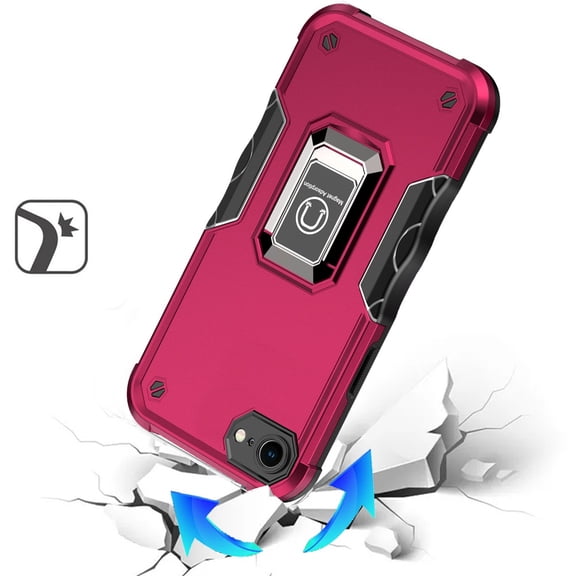 XPM for Apple iPhone 17E /16E Hybrid Stand Magnetic Ring Holder Kickstand Heavy Duty Rugged Drop Silicone & Hard PC Shockproof Phone Case Cover (Hotpink)