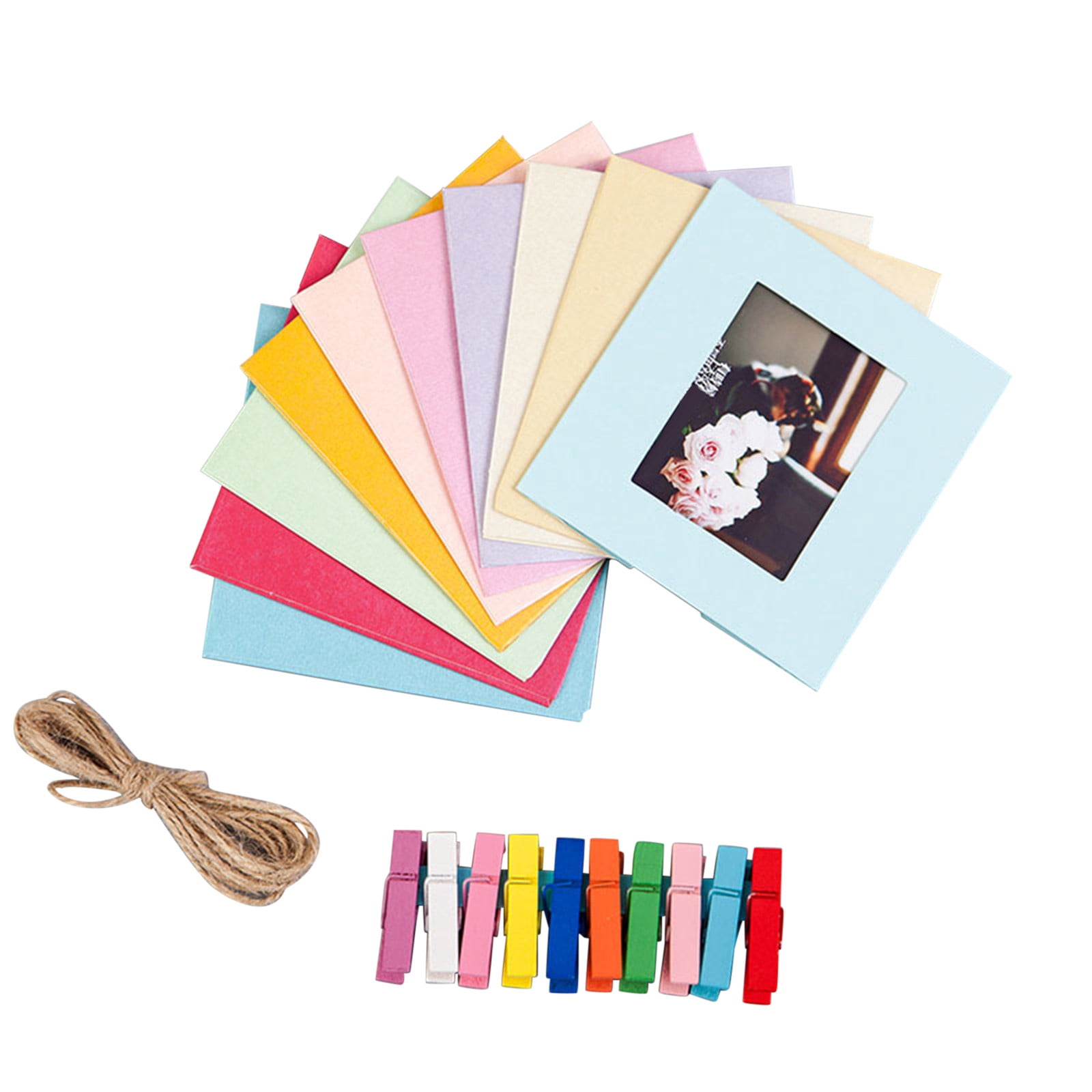 10 set diy wall picture paper photo hanging frame album rope clip decoration DO 