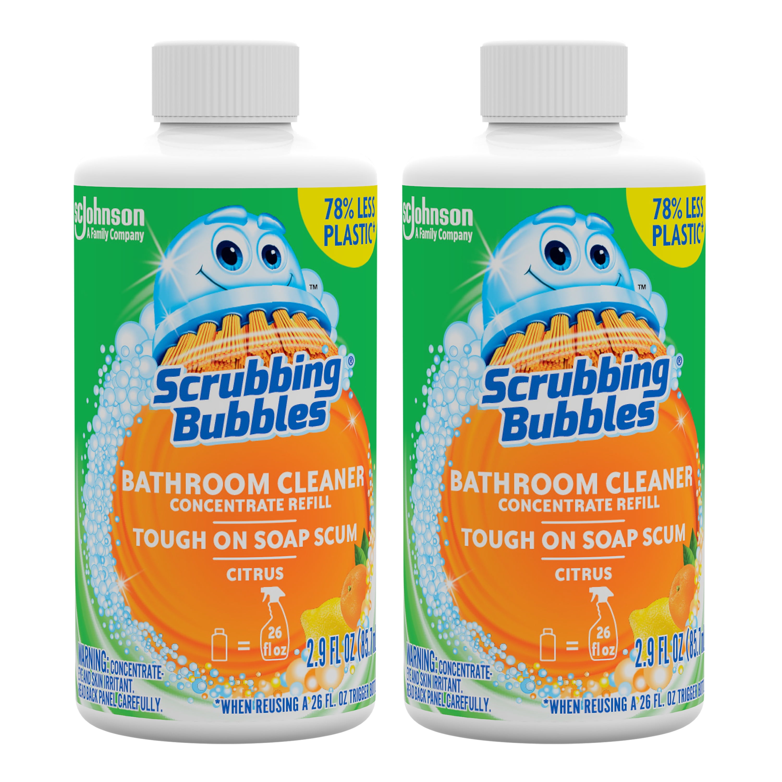 Scrubbing Bubbles Multi Surface Bathroom Cleaner Concentrate, Two 2.9