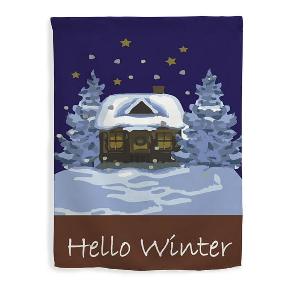ThisWear Winter Decorations Hello Winter Flag Winter Holiday Flag Seasonal Decor Cottage House Flag