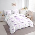 thumbnail image 2 of Manfei Teens Purple Bow Personalized Initial L Twin Bedding Sets 7-Piece,Kids Girls Romantic Princess Plaid Bowknot Bedding Comforter Set,Lightweight Room Decor, 2 of 7