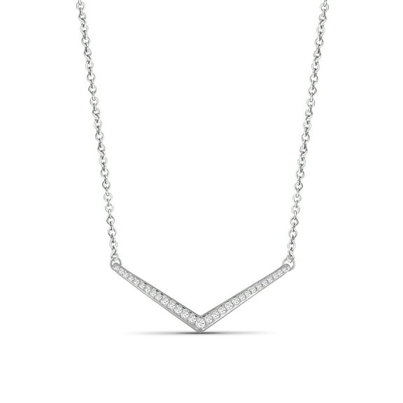 Silver Chain Necklace for Women – .925 Sterling Silver V Shape Necklace with Sparkling Genuine 0.25 CTW White Diamonds – Chic, Sterling Silver Statement Necklace Gifts by JewelersClub