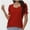 Red, variant on Womens Summer Tops Casual Square Neck Short Sleeve T Shirts