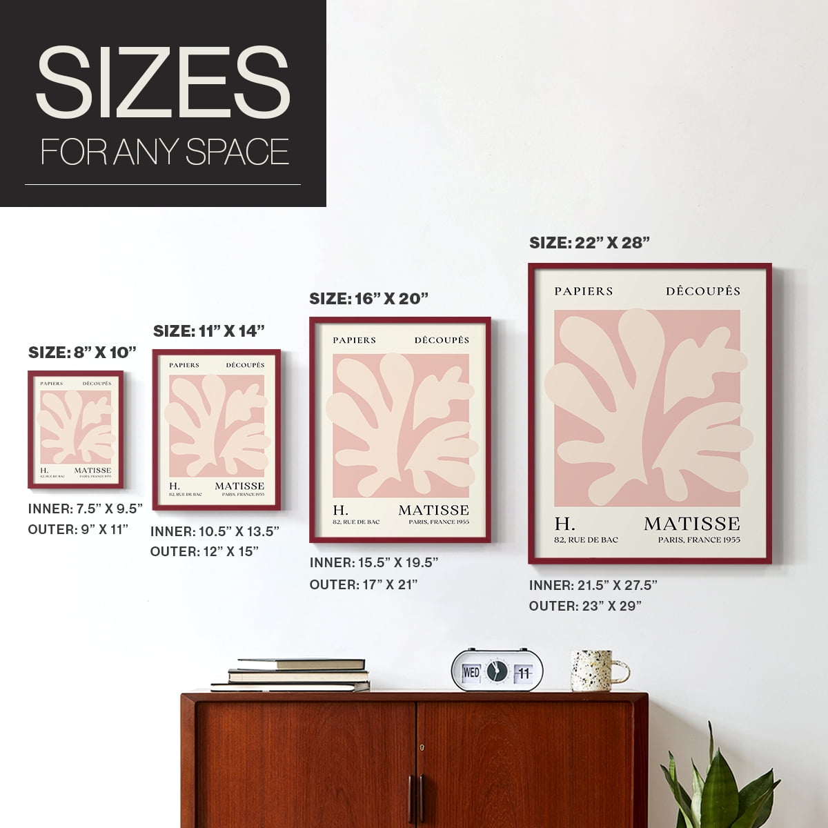 Matisse CLIII Framed Print in Red Solid Wood 8 x 10 Framed Print