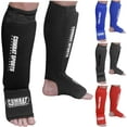 thumbnail image 4 of Combat Sports Adults Washable MMA Kickboxing Muay Thai Karate Elastic Cloth Shin & Instep Padded Guards Medium Black, 4 of 5