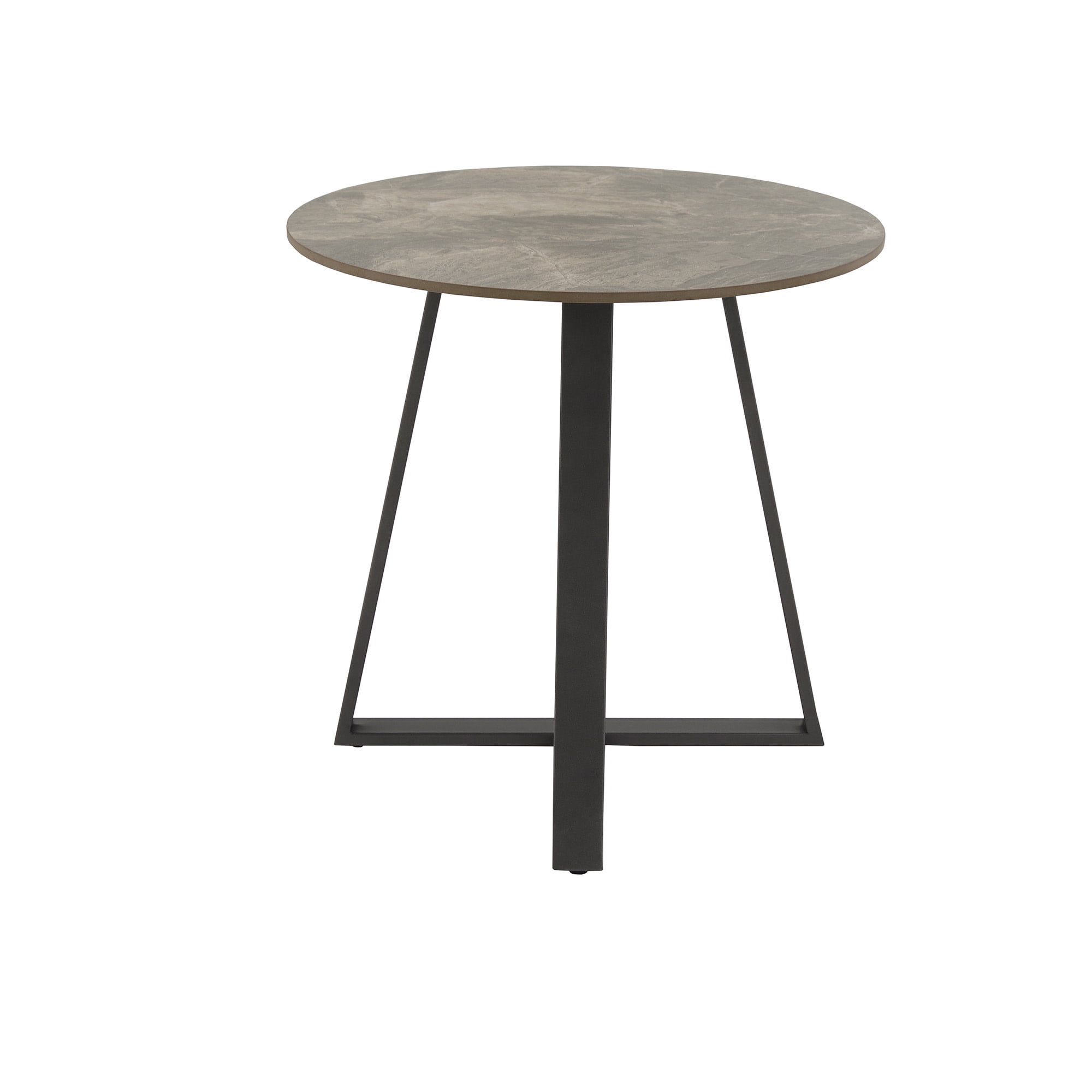 Weston Home Dinant Stone with Grey Metal Base End Table, Grey