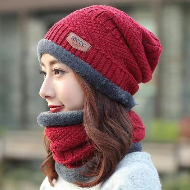 Gorro de lana con forro polar para mujer, estilo invernal, para exteriores, resistente al viento, con protección para los oídos, cálido, de punto