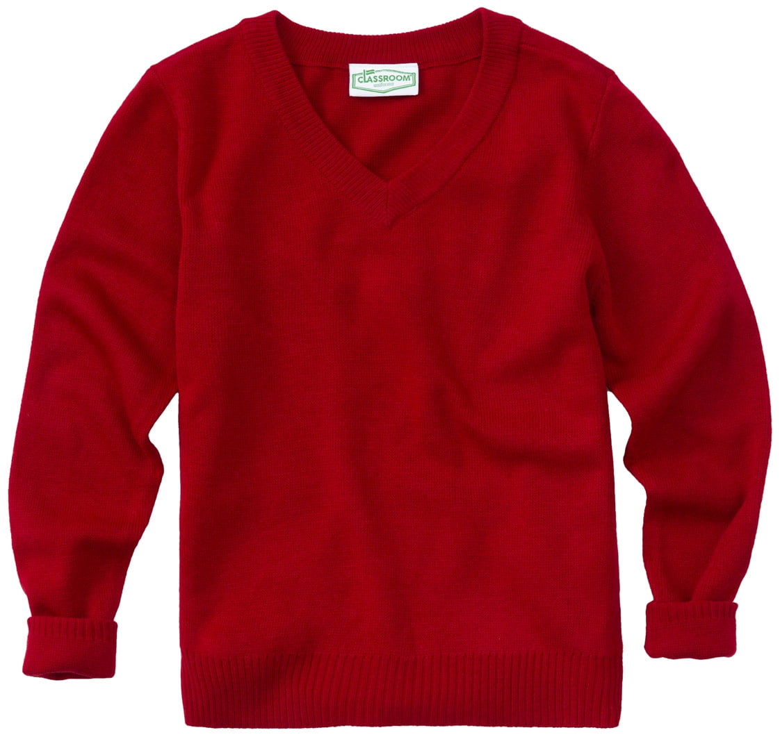 Red v neck sweatshirt Clearance