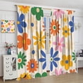 thumbnail image 4 of Boho Flower Curtains, 70s Hippie Chic Brown Orange Sunflower Vintage Pattern, Bedroom Living Room Kitchen Blackout Noise Reduction Curtains42X63 Inch, Style-1, 4 of 6