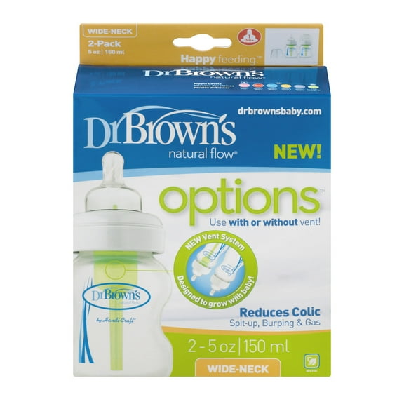 Dr. Brown's Natural Flow Wide-Neck Baby Bottle - 5oz, 2ct
