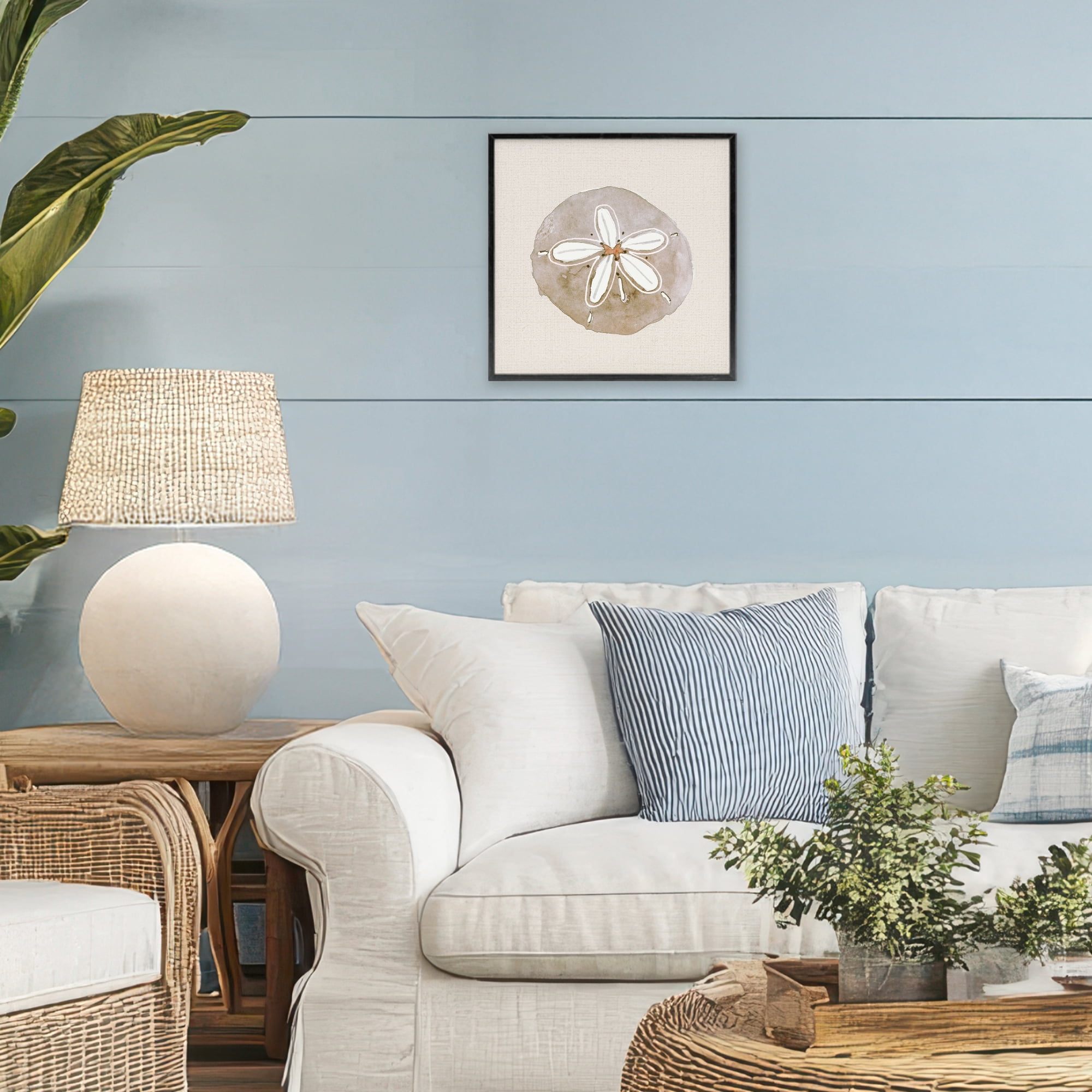 Stupell Industries Serene Beige Sand Dollar Black Framed Giclee Art, design by Lanie Loreth