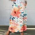 thumbnail image 2 of Hot days, bold styles SMihono Fashion Floral Maxi Skirt for Women High Waisted Elastic Casual A-Line Skirt with Pockets Ladies Vacation Beachwear Orange 12, 2 of 5