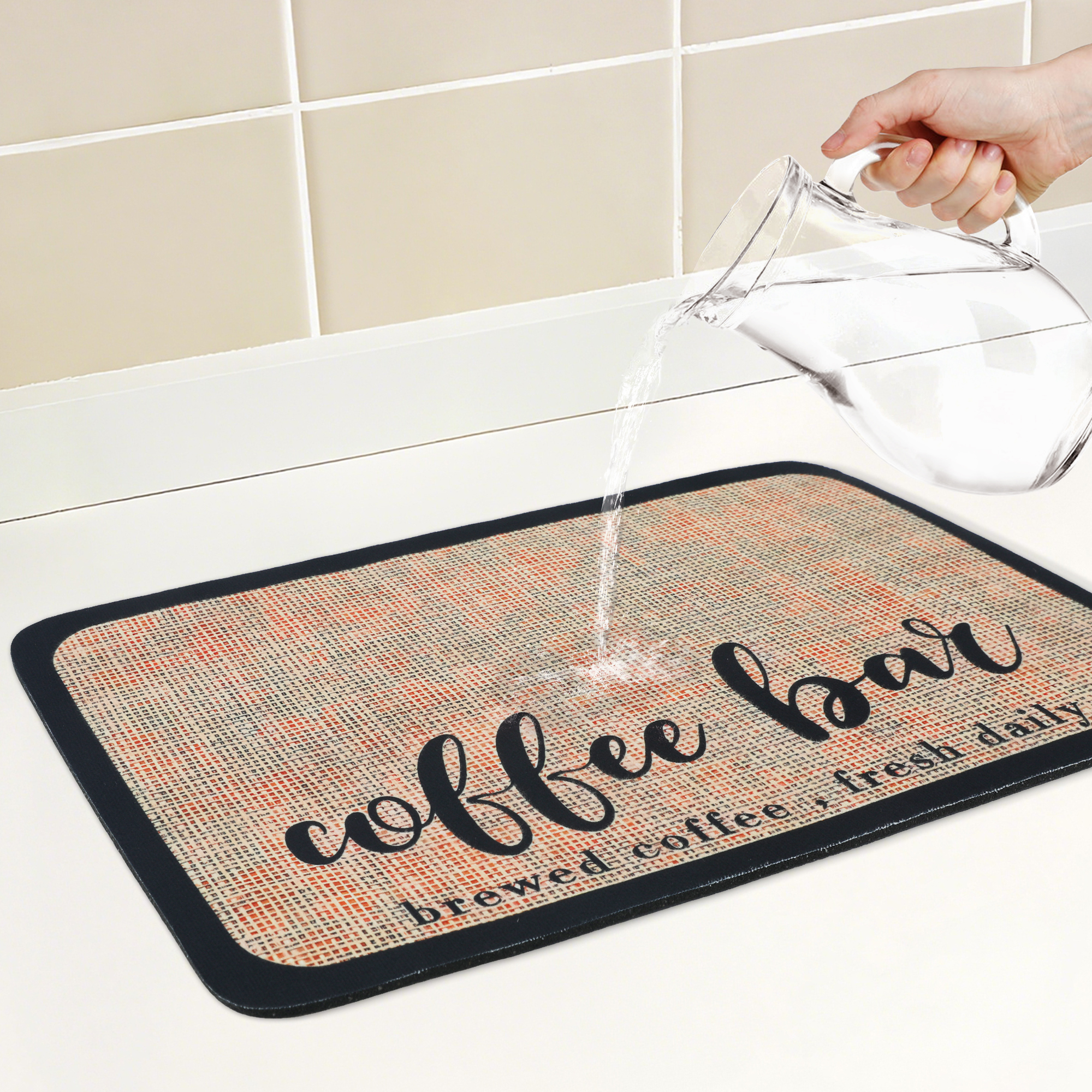 Unique Bargains Diatomaceous Coffee Bar Mat Quick Dry Dish Drying Mats Khaki 19.7*11.8 in
