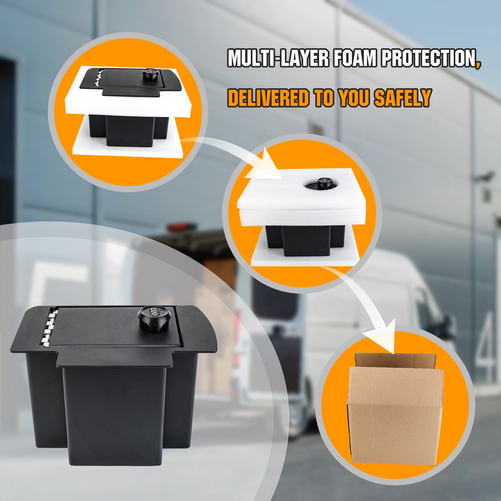 3mirrors Center Console Safe Gun Safe with Spring Hinges and Elliptical lock Compatible with 2005-2015 Toyota Tacoma