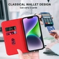 thumbnail image 5 of Wallet Case for iPhone 14 Plus 6.7 inch, Luxury Quilted PU Leather Flip Cover [Shockproof TPU] [Support Wireless Charging] with 2 Card Slots, Kickstand, FRID Blocking Case Cover, Red, 5 of 10