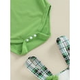 thumbnail image 6 of Suealasg Baby Girls Saint Patrick's Day Outfits 3M 6M 9M 12M 18M Solid Color Long Sleeve Romper Bear Embroidery Overall Dress Headband Set 3 Piece Spring Ireland Festival Clothing for Toddler Girls, 6 of 9