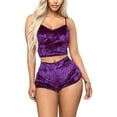 thumbnail image 5 of Ensemble de Pyjama en Velours Aguichant pour Femmes, Haut Court + Short Combinaison, 5 of 5