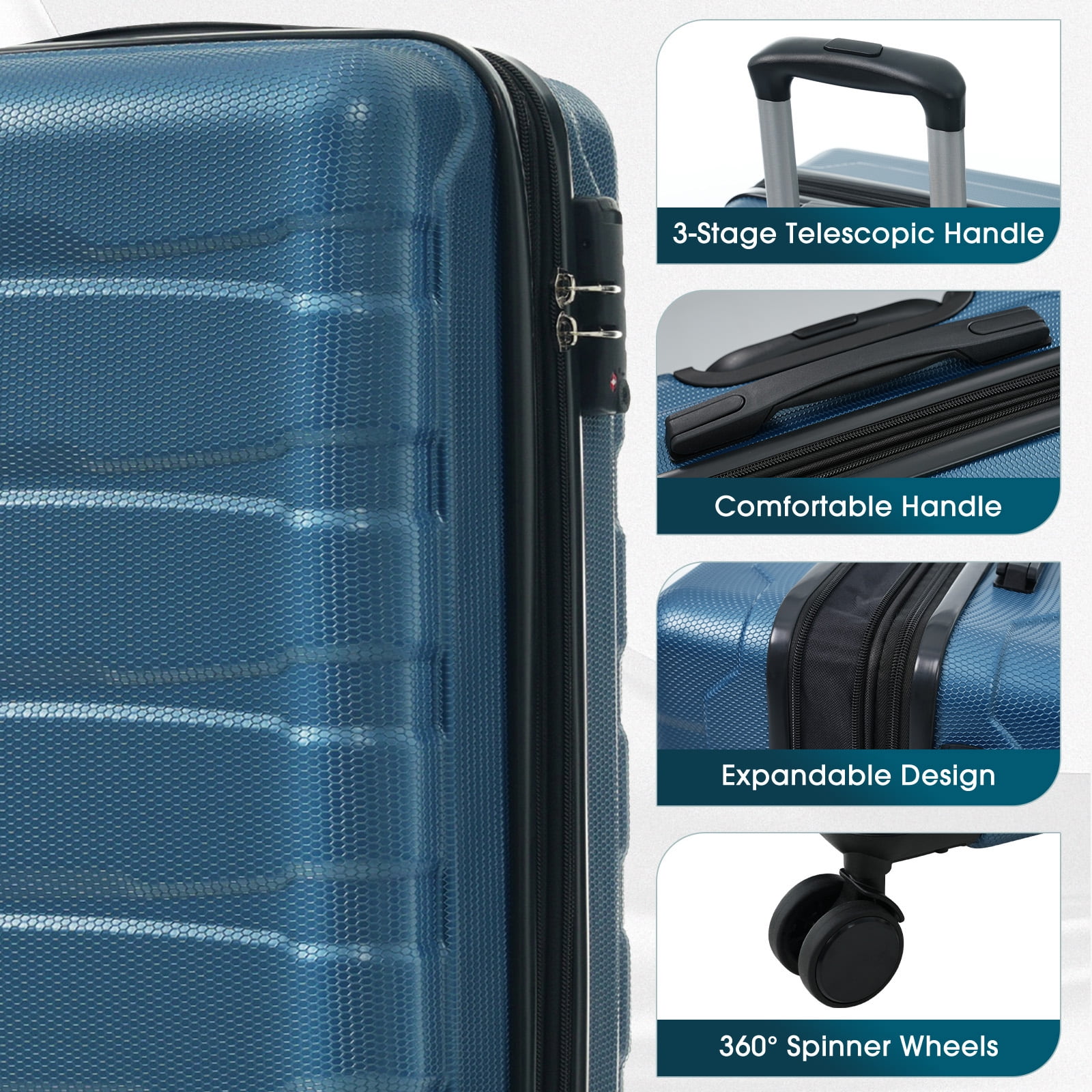 imerelez 20 Inch Hardshell ABS Carry on Luggage, Durable Expandable Travel Suitcase with Spinner Wheels, TSA Lock