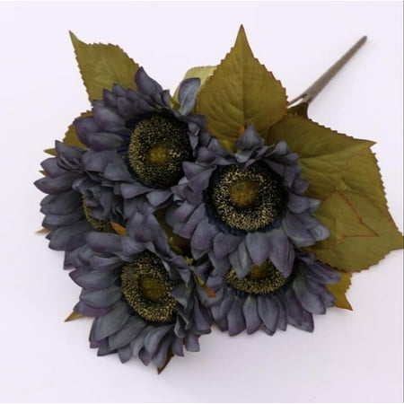 5 têtes fleurs artificielles tournesols fleurs en plastique décoration fausse  fleur fleurs caouannes pour intérieur extérieur printemps jardin balcon en  pot boîte à fleurs bleu | Walmart Canada