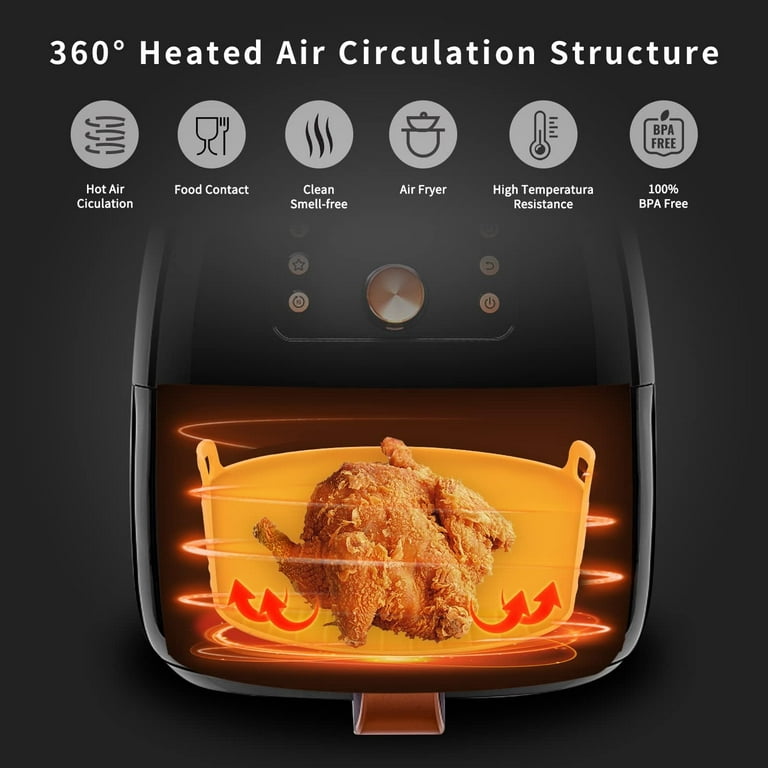 2pcs Air Fryer Silicone Liner, [UPGRADED] Food Safe 7.5 Inch Reusable Air  Fryer Lines, Silicone Basket Heat Resistant Easy Clean BPA Free for 3-5QT