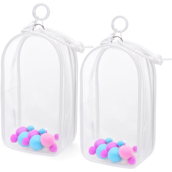 2PCS 7.5inch Clear Collectible Display Bag with Keychain – Transparent Storage & Carrying Case for Mini Figures, Models, Blind Box Items