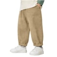 thumbnail image 2 of ITSAME Pants for Boys, Cotton Loose Fit Elastic Waist Kids Fashion Casual Pants with Pockets Khaki 3-4T, 2 of 6