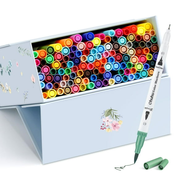 Marcadores para colorear Ohuhu 120 colores a base de agua con doble punta