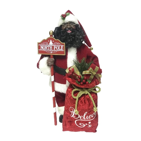 Santa's Workshop Indoor Home Christmas Decorative 15" Black North Pole Santa