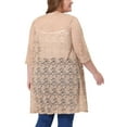 thumbnail image 3 of Agnes Orinda Women's Plus Size Valentines Day Cardigans Lace Lightweight Knit 3/4 Sleeves Cover Up Cardigans Khaki 4X, 3 of 4