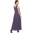 thumbnail image 3 of eloria Women's Georgette Summer Casual Pleated Design V Neck Sleevless A Line Long Dress, Color : Purple | Size : XL, 3 of 5
