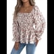 thumbnail image 1 of Blusa Tipo Túnica Plisada con Volantes, Mangas Largas y Hombros Descubiertos, A Rayas, para Mujer, Talla Grande L, 1 of 9