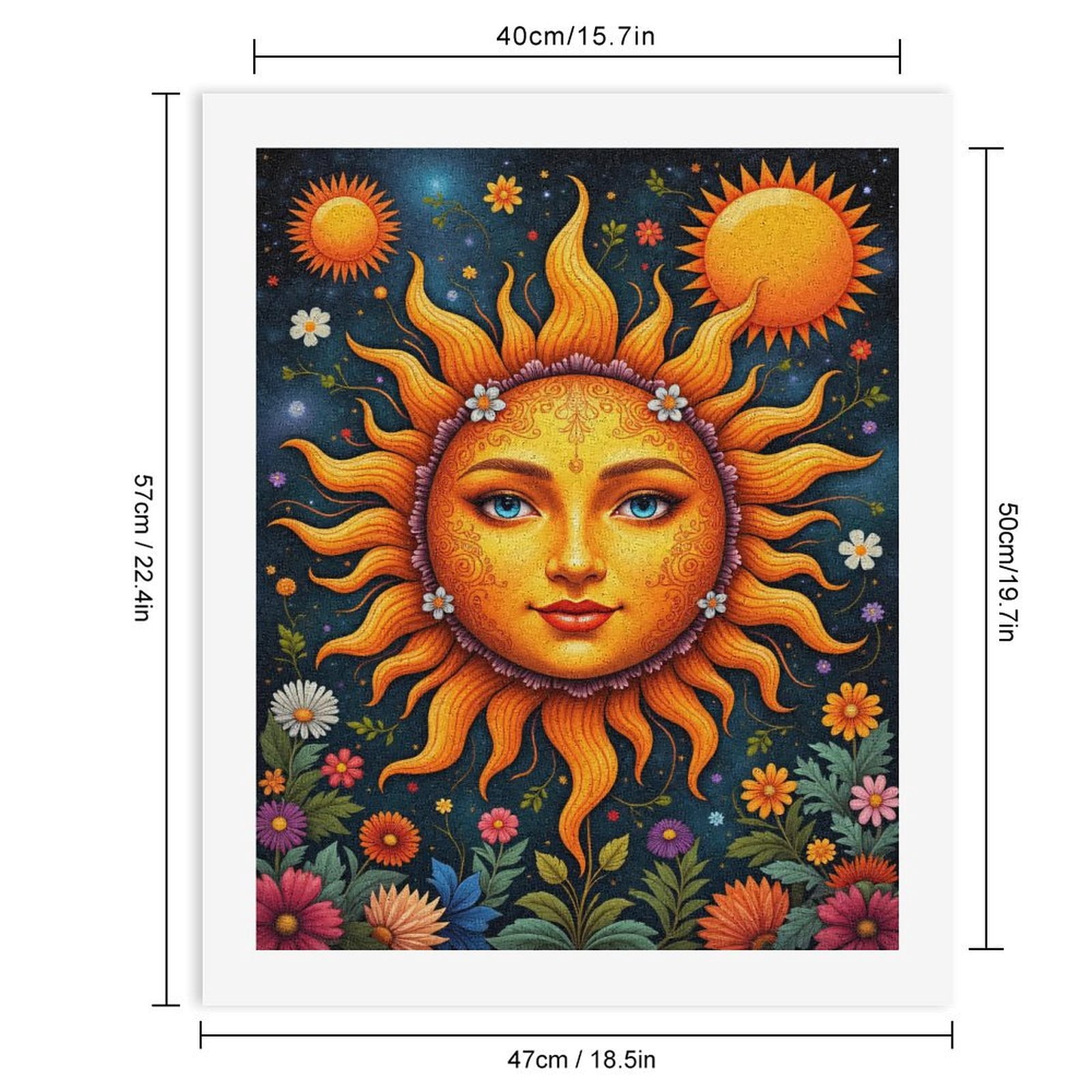 Paint by Numbers Kit for Adults, Sun Face Floral Art Night Sky Paint by Numbers, Easy Paint by Numbers Kit for Adults Beginner, DIY Adult Paint by Number Kits on Canvas, Home Decor