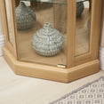 thumbnail image 3 of Corner Curio Cabinet with LED Lights, 5-Tier Adjustable Glass Shelves Display Case, Wall Mounted Antique Collectibles & Liquor Storage, Built-in Lighting Oak Cabinet for Home Decor, Living Room, Oak, 3 of 9