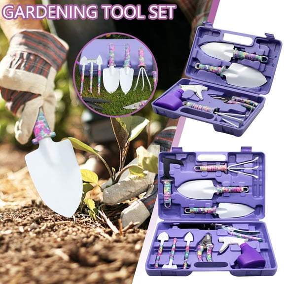JikouIivo Garden Tool Set 5pcs - Gardening Hand Tools - Garden Kit, Tool Box Set for Yard or Indoor Gardening - Small Garden Planting Tools - Garden Essentials