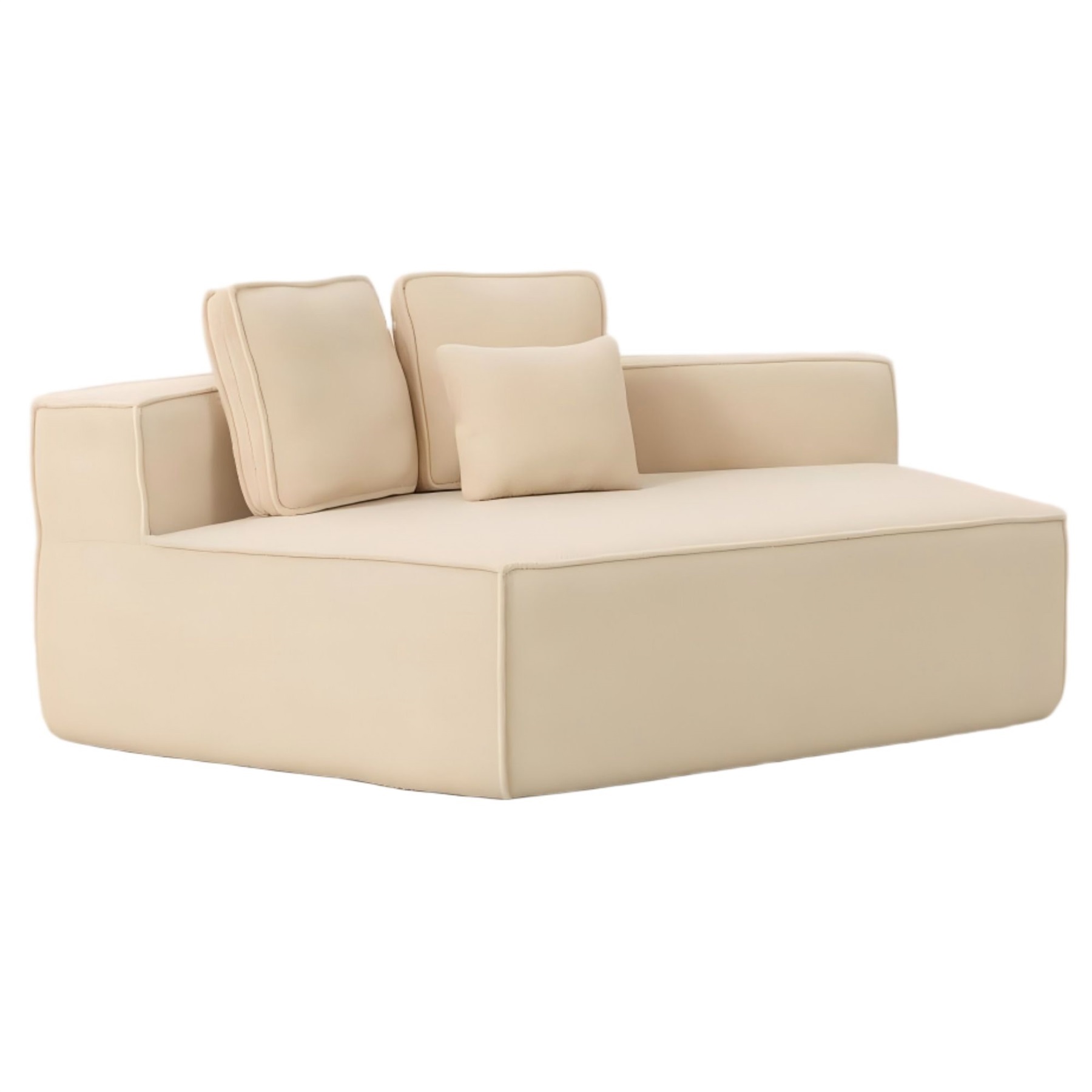 Hommoo Teddy Fleece Single Sofa Chair,Compressed Modular Floor Couch with Wide Seat and 3 Back Cushions, Soft All-Foam Support, Cozy Lounge Chair for Home, Kids & Pets, Left Side, Beige